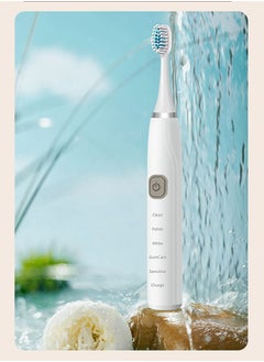 Buy Rechargeable Toothbrush With 3 Brush Heads White in UAE