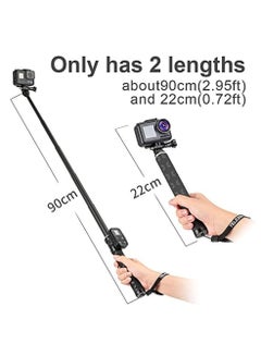 Buy TELESIN 90cm Ultra Light Carbon Fiber Selfie Stick With Tripod Stand For GoPro DJI Action 2 Osmo Action Insta360 Action Camera in UAE