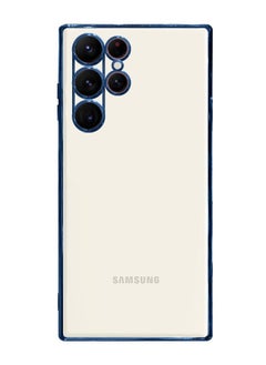 Buy Samsung Galaxy S23 Ultra Case Clear Case with Electroplating Frame 6D Plating Camera Lens Protection Classic Series 6.8 inch Blue/Clear in UAE