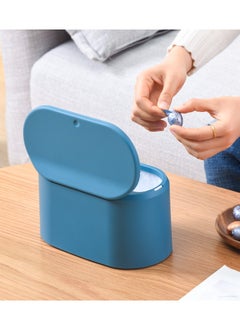 اشتري Mini Countertop Trash Can Pop-Up Cover Press Storage Box with Lid for Bathroom Office Kitchen Desk Table في السعودية