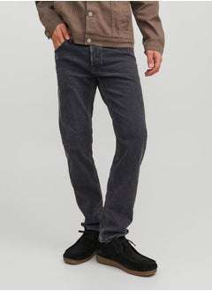 Buy Regular Rise Tapered Fit Jeans with Button Fly in Saudi Arabia