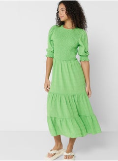 اشتري Ruched Tiered Balloon Sleeve Dress في السعودية