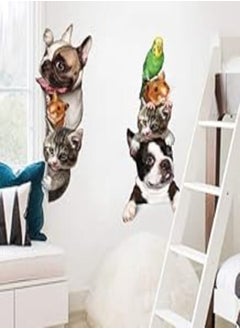 اشتري Dogs Cats 3D Wall Sticker Funny Door Window Wardrobe Fridge Decorations for Kids Room Home Decor Cartoon Animal Art Vinyl Decal-xx في مصر