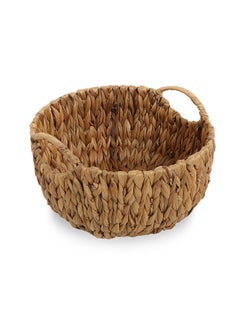 Buy Water Hyacinth Round Basket, Natural - 27 x 14 x 16 cms in UAE