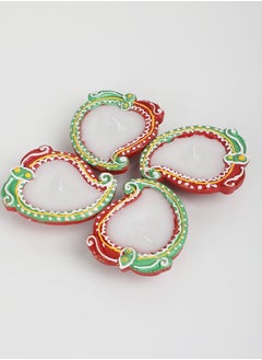 Buy Fancy Deepak Diya with Wax 4 Piece Multicolour 7cm in UAE