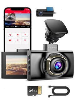 اشتري Dash Cam Car Dash Camera 1080P Dash Cam Front and Rear Inside, Dual Dash Cam Front 4K and Inside 1080P with GPS, 5G WiFi, APP and Voice Control, Loop Recording, G-Sensor, WDR, Parking Monitor في السعودية