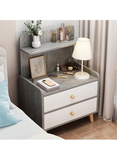 اشتري 40*34*70cm Double Drawer Bedside Cabinet, Simple Economic Storage and Storage Cabinet, Bedside Mini Small Cabinet, Light Luxury Creative Bedside Cabinet (Morandi Grey) في الامارات