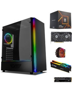 Buy Gaming PC AMD Ryzen™ 7 7700 3.8GHz 8 CORE 16 THREADS WITH RADEON,Motherboard-ASUS TUF GAMING A620M-PLUS WIFI 6 AM5/KINGSTON FURY RAM DDR5 16GB (2X8GB) 5600MHz/ SSD 1TB M.2 2280 PCIe NVMe 3500Mb/s Gen3x4/Graphics Card ASUS DUAL NVIDIA GEFORCE RTX 4070 SUPER OC 12GB EVO (2XFAN) GDDR6X - BLACK /Windows 11 Pro BLACK in Saudi Arabia