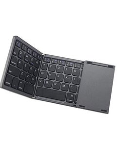 اشتري Ultra Thin Mini Bluetooth 3.0 Foldable Keyboard Wireless Folding BT With Touchpad Keyboard compatible with Tablet PC Laptop Mobilephone في الامارات