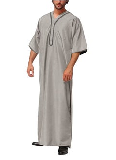 Buy Muslim Men's Loose Abaya Button-Up Shirt in UAE