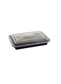 Buy Microwave Container Black Rectangular With Lid 58 Ounces Pack of 24 Pieces. in UAE