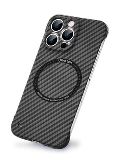 Buy Case for iPhone 16 Pro, Carbon Fiber Texture Compatible with Magsafe, Ultra Thin Mil-Grade Drop Protection Borderless Rigid Phone Protective Case (Black) in Saudi Arabia