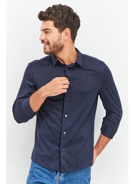 Buy Men Regular Fit Solid Three Quarter Sleeves Casual Shirt, Night Sky in UAE