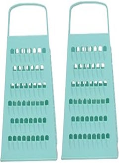 اشتري Generic Stainless Steel Multifunction Grater With Handle Set Of 2 Pieces For Kitchen - Turquoise في مصر