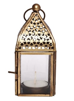 اشتري HilalFul  Handmade Lantern, Small | Suitable for Living Room, Bedroom and Outdoor | Perfect Festive Gift for Home Decoration in Ramadan, Eid, Birthdays, Weddings | Made of Iron | Clear Glass في الامارات