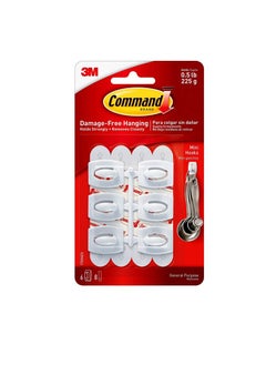 Buy White 6pcs Mini Hooks With Strips in UAE