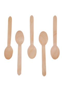 Buy 100 Pcs Disposable Spoons Wooden Spoons 100% Natural Wooden Disposable Cutlery Eco-Friendly in UAE