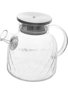 اشتري Pitcher For Keeping Liquids Ribbed Glass With Stainless Steel Lid 1500Ml Clear في مصر