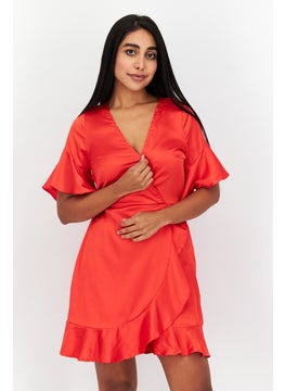 Buy Women Plain Mini Dress, Red in Saudi Arabia