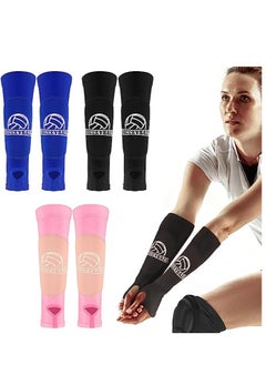 Buy 3 Pairs Volleyball Arm Sleeves Passing Hitting Forearm Sleeves with Protection Pad and Thumb Hole Volleyball Training Gear for Women Girls in UAE