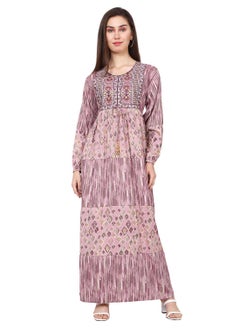 Buy LONG VISCOSE EMBROIDERED PRINTED SIMPLE ELEGANT ARABIC KAFTAN JALABIYA DRESS in Saudi Arabia