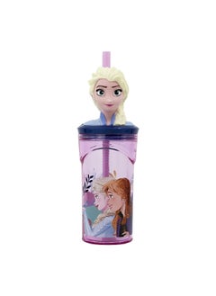 Buy 3D Figurine BPA-Free Plastic Frozen Tumbler with Straw Purple 360 ml in Saudi Arabia