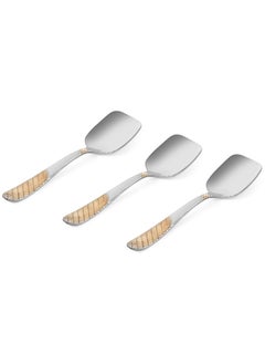 Buy Harith 3-Piece Ice Cream Spoon Set, Silver & Gold - 12.5 cm in UAE