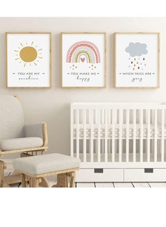 Buy Parenting Posters and Rainbow Wall Decor, Cartoon Sun Cloud Nursery Decor Canvas Painting Art Pictures Prints Child Room Decorm, No Frame 3 Pieces (50X70cm) in UAE