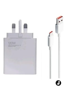 اشتري "Genuine Xiaomi 120W Ultra Fast Charger with USB-C 6A Cable, UK Plug – Fast Charging for Xiaomi Devices" في الامارات