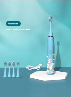 Buy electric toothbrush for kids USB Rechargeable Star Moon Rainbow Unicorn Blue in Saudi Arabia