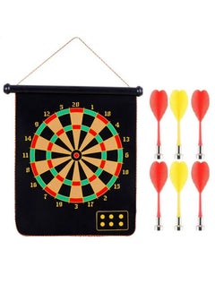 Buy Dart Set Magnetic Double Side Dartboard Set Hanging Roll Up DartBoard Set Leisure Sports for Kids adults with 6 Darts in UAE