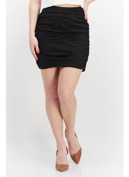 اشتري Women Plain Ruched Mini Skirt, Black في الامارات