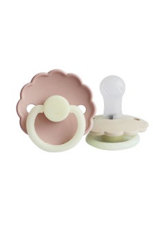 Buy FRIGG Daisy Silicone Baby Pacifier 0-6M 2-Pack Blush Night/Cream Night - Size 1 in Saudi Arabia