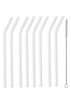 Buy 9-Piece Glass Drinking Straw With Cleaning Brush Set in Saudi Arabia