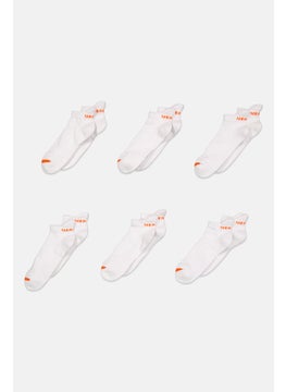 اشتري Men 6 Pair Low Cut Cushioned Socks, White/Orange في الامارات