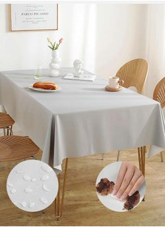 Buy Lambskin Table Cloth PU Leather Tablecloth Waterproof Table Cover for Kitchen, Dinner, Party 140*200CM Grey in Saudi Arabia