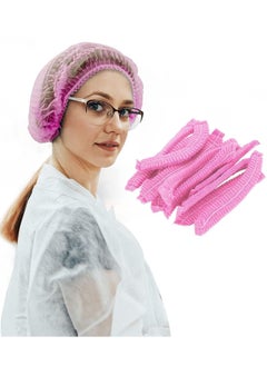 Buy 200 Pack Disposable Bouffant Cap, Latex Free Head Cover for Food Service, Cooking and Salon-Pink in UAE