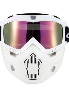 Buy Motorcycle Helmet Riding Goggles with Removable Face Shield Removable Anti-Fog Warm Goggles Mouth Filter Adjustable Anti-Slip Belt in Saudi Arabia