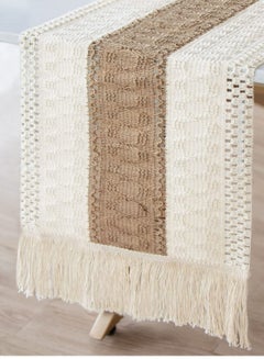 اشتري Macrame Table Runner Farmhouse Natural Burlap Decor Rustic Woven Cotton Crochet Lace في السعودية