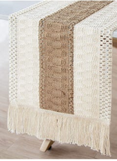 اشتري Macrame Table Runner Farmhouse Natural Burlap Decor Rustic Woven Cotton Crochet Lace في السعودية