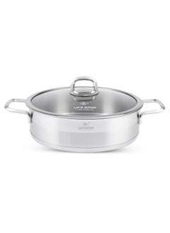 Buy 32cm (7.1 Liter) LIFE SMILE Shallow Pot with Lid Big Size - 18/10 Pure Stainless Steel - Induction Base Double Handle Fry Pan - Non-Toxic, 100% PFOA, PTFE & PFOS Free - Oven Safe Saute Pan in UAE