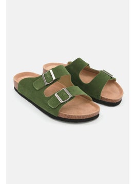 Buy Men Plain Slip On Cork Sandals, Green Khaki in Saudi Arabia