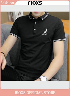 Buy Men's Basic Slim Short Sleeve Polo Shirt Basic T-Shirt Casual Stand Collar Shirt in Saudi Arabia