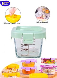 Buy Glass Baby Food Storage Jars w/ Lids ( Snack, Reusable Small Containers, Breast Milk, Fridge, Freezer, Microwave & Dishwasher Safe, Essential Must Have for Infants Grenn in Saudi Arabia