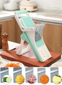 Buy Multifunctional Slicer Vegetable Chopper, Veggie Cutter, French Fry Cutter, Juliennes Cutting, Interchangeable 5 Blades, Pro Food Chopper Slicer for Vegetables, Fruits, Meat, Cheese, Salad and More in Saudi Arabia