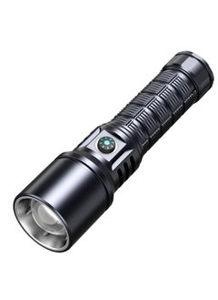 Buy Outdoor Waterproof Flashlight, Usb Rechargeable Flashlight, 3-level Light Source Adjustment, Mechanical Telescopic Zoom, Large-capacity Battery, Suitable for Cycling/Outdoor Camping (Black) in Saudi Arabia