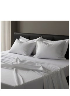 Buy Luxury 140x200 Queen Size 100% Natural Long Staple Cotton 300TC Bedding Set, 1pc Fitted Sheet, 1pc Flat Sheet, 2pcs Pillowcases, Soft and Better Breathing in UAE