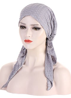 اشتري Slip-On Pre-Tied Head Scarves Women Headwear Muslim Turban Beanie Caps Comfortsoft Hair Protection Hijab for Women Girls Grey في الامارات