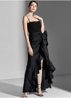 Buy Zena Louay Strappy Dress With Removable Overskirt in Saudi Arabia