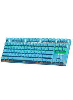 اشتري 87 Keys Wired Mechanical Keyboard Mixed Light Mechanical Keyboard with Mechanical Blue Switch Suspension Button Blue في السعودية